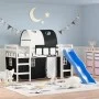 Children's loft bed with black white pine wood tunnel 80x200 cm by , Beds and slatted bases - Ref: Foro24-3207039, Price: 289...