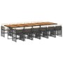 Set comedor de jardín con cojines 13 pzas ratán sintético negro en Conjuntos de jardín | Comprar online en Foru.es