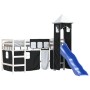 Cama alta niños con torre madera pino blanco negro 80x200 cm de , Camas y somieres - Ref: Foro24-3207066, Precio: 305,62 €, D...