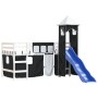 Cama alta niños con torre madera pino blanco negro 80x200 cm de , Camas y somieres - Ref: Foro24-3207066, Precio: 305,62 €, D...