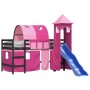 Cama alta para niños con torre madera pino rosa 80x200 cm de , Camas y somieres - Ref: Foro24-3207098, Precio: 307,16 €, Desc...