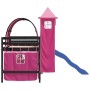 Cama alta para niños con torre madera pino rosa 80x200 cm de , Camas y somieres - Ref: Foro24-3207098, Precio: 307,16 €, Desc...