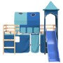 Cama alta para niños con torre madera pino azul 80x200 cm de , Camas y somieres - Ref: Foro24-3207091, Precio: 299,09 €, Desc...