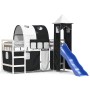 Cama alta niños con torre madera pino blanco negro 90x200 cm de , Camas y somieres - Ref: Foro24-3207102, Precio: 356,24 €, D...