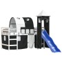 Cama alta niños con torre madera pino blanco negro 90x200 cm de , Camas y somieres - Ref: Foro24-3207102, Precio: 356,24 €, D...