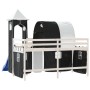 Cama alta niños con torre madera pino blanco negro 90x200 cm de , Camas y somieres - Ref: Foro24-3207102, Precio: 356,24 €, D...