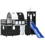 Cama alta niños con torre madera pino blanco negro 90x190 cm de , Camas y somieres - Ref: Foro24-3207114, Precio: 306,30 €, D...