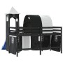 Cama alta niños con torre madera pino blanco negro 90x190 cm de , Camas y somieres - Ref: Foro24-3207114, Precio: 306,30 €, D...