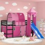 Cama alta para niños con torre madera pino rosa 90x190 cm de , Camas y somieres - Ref: Foro24-3207116, Precio: 310,38 €, Desc...