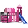 Cama alta para niños con torre madera pino rosa 90x190 cm de , Camas y somieres - Ref: Foro24-3207116, Precio: 310,38 €, Desc...