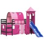 Cama alta para niños con torre madera pino rosa 90x190 cm de , Camas y somieres - Ref: Foro24-3207116, Precio: 310,38 €, Desc...