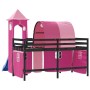 Cama alta para niños con torre madera pino rosa 90x190 cm de , Camas y somieres - Ref: Foro24-3207116, Precio: 310,38 €, Desc...