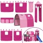 Cama alta para niños con torre madera pino rosa 90x190 cm de , Camas y somieres - Ref: Foro24-3207116, Precio: 310,38 €, Desc...