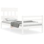 Estructura de cama con cabecero madera maciza blanco de , Camas y somieres - Ref: Foro24-3195122, Precio: 99,70 €, Descuento: %