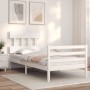 Estructura de cama con cabecero madera maciza blanco de , Camas y somieres - Ref: Foro24-3195122, Precio: 99,70 €, Descuento: %