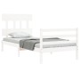 Estructura de cama con cabecero madera maciza blanco de , Camas y somieres - Ref: Foro24-3195122, Precio: 99,70 €, Descuento: %