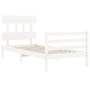 Estructura de cama con cabecero madera maciza blanco de , Camas y somieres - Ref: Foro24-3195122, Precio: 99,70 €, Descuento: %