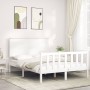 Estructura cama de matrimonio con cabecero madera maciza blanco de , Camas y somieres - Ref: Foro24-3193377, Precio: 157,93 €...