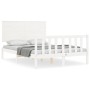 Estructura cama de matrimonio con cabecero madera maciza blanco de , Camas y somieres - Ref: Foro24-3193377, Precio: 157,93 €...