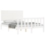 Estructura cama de matrimonio con cabecero madera maciza blanco de , Camas y somieres - Ref: Foro24-3193377, Precio: 157,93 €...