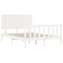 Estructura cama de matrimonio con cabecero madera maciza blanco de , Camas y somieres - Ref: Foro24-3193377, Precio: 157,93 €...