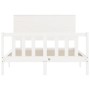 Estructura cama de matrimonio con cabecero madera maciza blanco de , Camas y somieres - Ref: Foro24-3193377, Precio: 157,93 €...