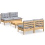 Juego de muebles de jardín 5 pzas y cojines madera pino gris de , Conjuntos de jardín - Ref: Foro24-3096003, Precio: 353,42 €...