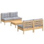 Juego de muebles de jardín 5 pzas y cojines madera pino gris de , Conjuntos de jardín - Ref: Foro24-3096003, Precio: 353,42 €...