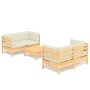 Muebles de jardín 5 piezas cojines madera de pino color crema de , Conjuntos de jardín - Ref: Foro24-3096022, Precio: 405,47 ...
