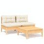 Muebles de jardín 3 piezas cojines madera de pino crema de , Conjuntos de jardín - Ref: Foro24-3095998, Precio: 224,14 €, Des...