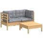 Juego de muebles de jardín 3 pzas y cojines madera de pino de , Conjuntos de jardín - Ref: Foro24-3096015, Precio: 239,00 €, ...
