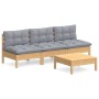 Juego de muebles de jardín 4 pzas y cojines madera pino gris de , Conjuntos de jardín - Ref: Foro24-3096081, Precio: 309,60 €...