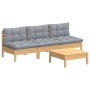 Juego de muebles de jardín 4 pzas y cojines madera pino gris de , Conjuntos de jardín - Ref: Foro24-3096081, Precio: 309,60 €...
