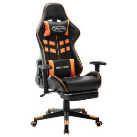 Silla de gaming con reposapiés cuero sintético negro y naranja en Sillas gaming | Comprar online en Foru.es