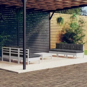Garden furniture 7 pieces with anthracite pine wood cushions by , Garden sets - Ref: Foro24-3096095, Price: 573,41 €, Discoun...