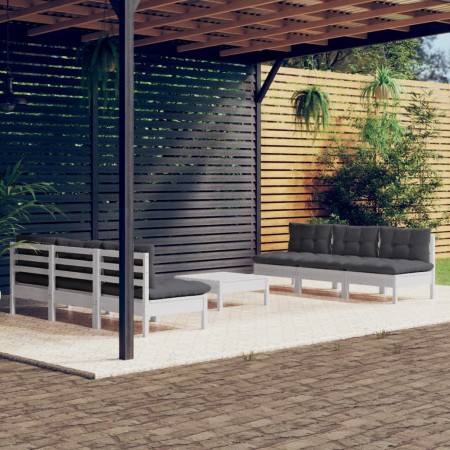 Muebles de jardín 7 piezas con cojines antracita madera pino de , Conjuntos de jardín - Ref: Foro24-3096095, Precio: 580,51 €...