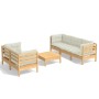 Muebles de jardín 6 piezas cojines madera de pino crema de , Conjuntos de jardín - Ref: Foro24-3096112, Precio: 502,55 €, Des...