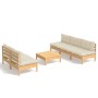 Muebles de jardín 6 piezas cojines madera de pino crema de , Conjuntos de jardín - Ref: Foro24-3096088, Precio: 470,21 €, Des...