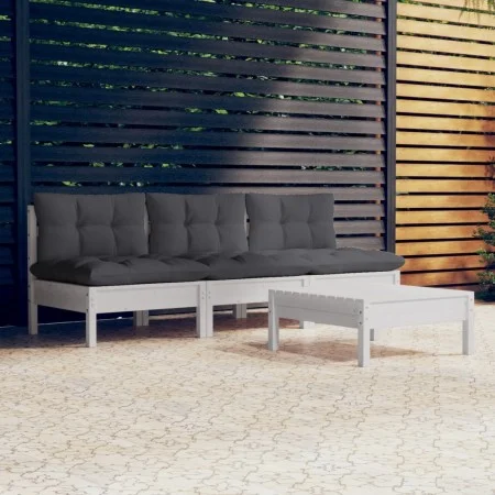 Muebles de jardín 4 piezas con cojines antracita madera pino de , Conjuntos de jardín - Ref: Foro24-3096083, Precio: 321,64 €...