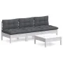 Muebles de jardín 4 piezas con cojines antracita madera pino de , Conjuntos de jardín - Ref: Foro24-3096083, Precio: 321,64 €...