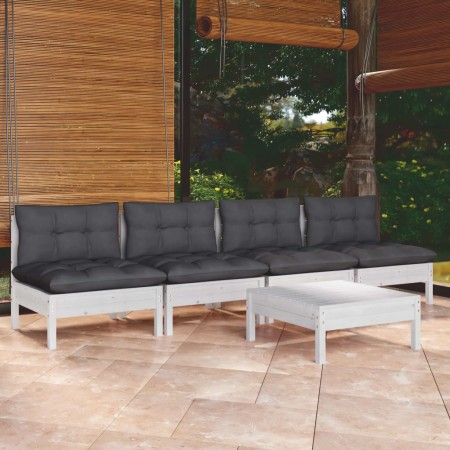 Muebles de jardín 5 pzas con cojines antracita madera de pino de , Conjuntos de jardín - Ref: Foro24-3096131, Precio: 387,04 ...