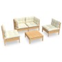 MMuebles de jardín 5 pzas y cojines madera maciza de pino crema de , Conjuntos de jardín - Ref: Foro24-3096178, Precio: 389,8...