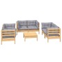 Juego de muebles de jardín 7 pzas y cojines madera maciza pino de , Conjuntos de jardín - Ref: Foro24-3096249, Precio: 558,05...
