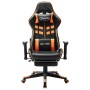 Silla de gaming con reposapiés cuero sintético negro y naranja en Sillas gaming | Comprar online en Foru.es