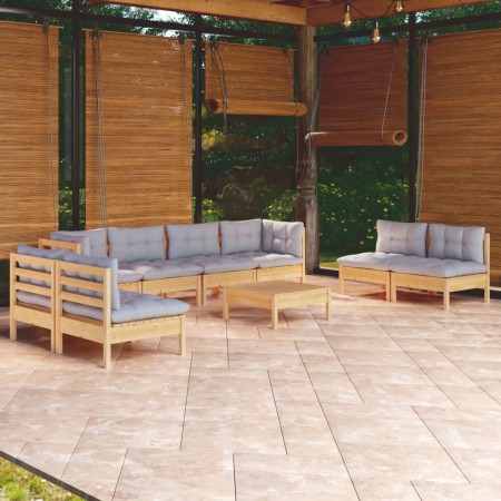 Juego de muebles de jardín 9 pzas y cojines madera maciza pino de , Conjuntos de jardín - Ref: Foro24-3096237, Precio: 687,79...