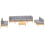 Juego de muebles de jardín 9 pzas y cojines madera maciza pino de , Conjuntos de jardín - Ref: Foro24-3096237, Precio: 687,79...