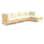 Muebles de jardín 5 piezas cojines madera de pino crema de , Conjuntos de jardín - Ref: Foro24-3096358, Precio: 389,80 €, Des...
