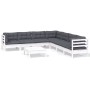 Muebles de jardín 8 pzas con cojines blanco madera maciza pino de , Conjuntos de jardín - Ref: Foro24-3096798, Precio: 677,64...