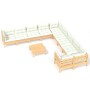 Muebles de jardín 11 piezas y cojines madera de pino crema de , Conjuntos de jardín - Ref: Foro24-3097013, Precio: 885,73 €, ...
