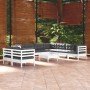 Muebles de jardín 10 pzas con cojines blanco madera maciza pino de , Conjuntos de jardín - Ref: Foro24-3096906, Precio: 907,6...